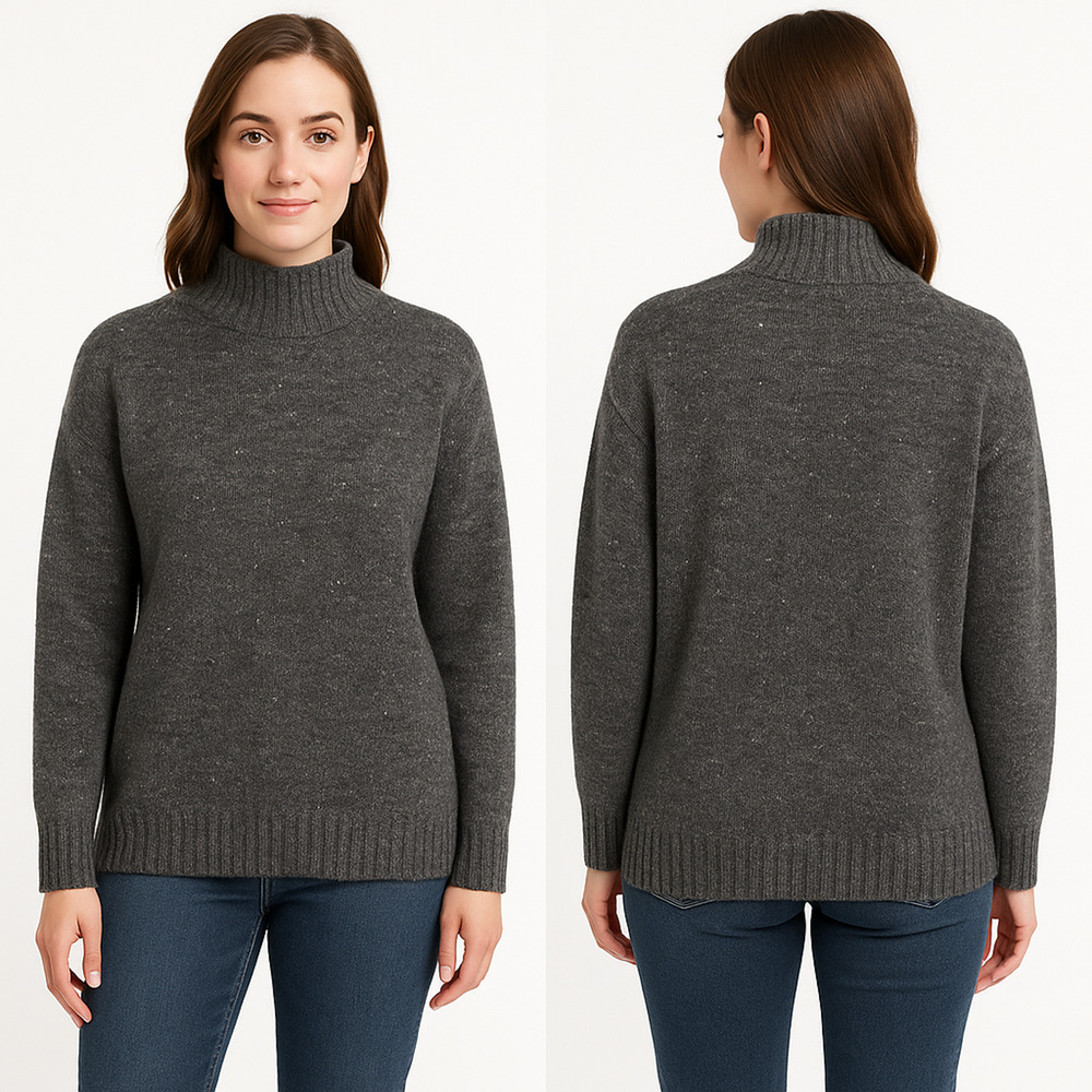 NWT Well Worn Mock Neck Nep Yarn Sweater Gray XL